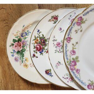 Mismatched Fine China 8-8.5" Lunch Plates Florals Porcelain Eclectic Set
